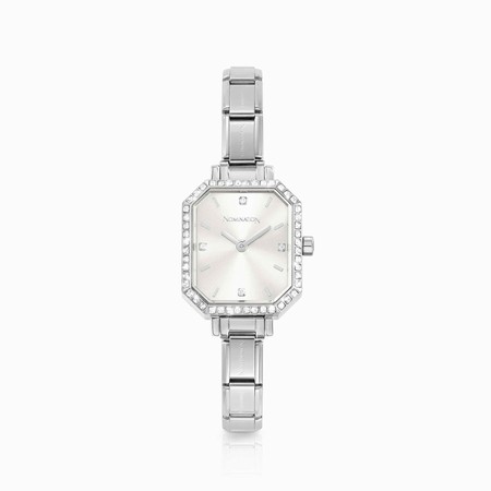 Nomination Rectangular Silver Watch with Silver CZ Dial