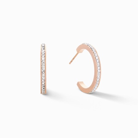 Coeur de Lion Rose Gold 2cm Crystal Pave Hoop Earrings