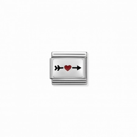 Silver Arrow with Red Heart Composable Charm