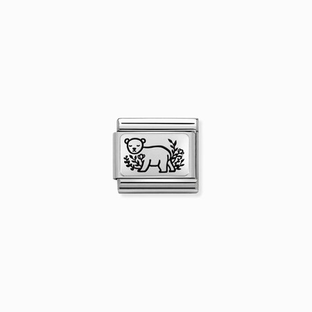 Nomination Silver Bear with Flowers Composable Charm