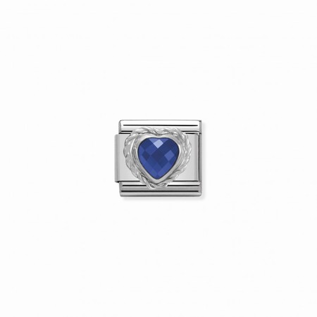 Nomination Silver Blue CZ Stone Heart Composable Charm