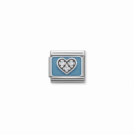 Nomination Silver CZ Heart with Light Blue Enamel Composable Charm