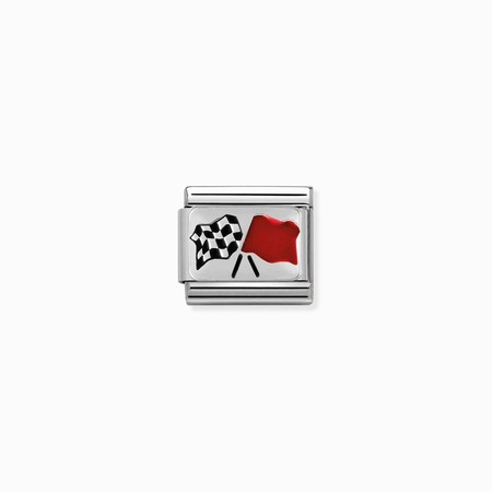 Nomination Silver Chequered Flag Composable Charm