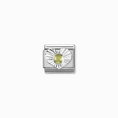 Nomination Silver Diamond Cut Heart Peridot Stone Composable Charm