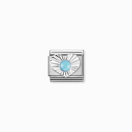 Nomination Silver Diamond Cut Heart Turquoise Stone Composable Charm