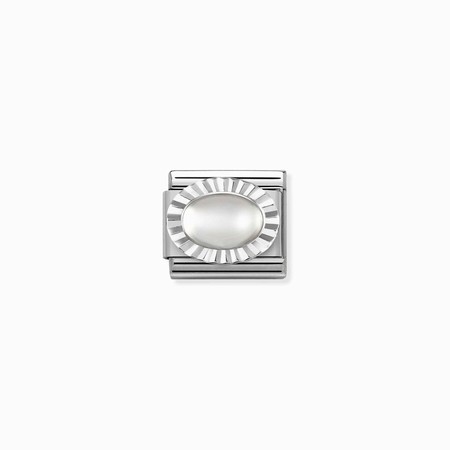 Nomination Silver Diamond Cut Oval Moonstone Stone Composable Charm