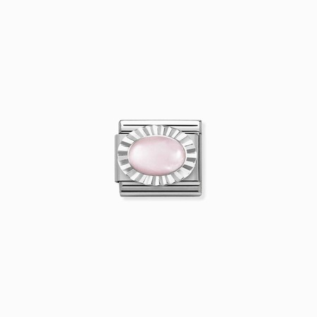 Nomination Silver Diamond Cut Oval Rose Quartz Stone Composable Charm