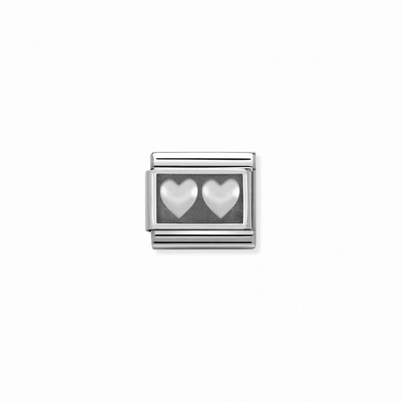 Nomination Silver Double Heart Oxidised Composable Charm