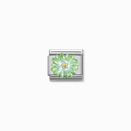 Nomination Silver Green Flower with Yellow CZ Composable Charm