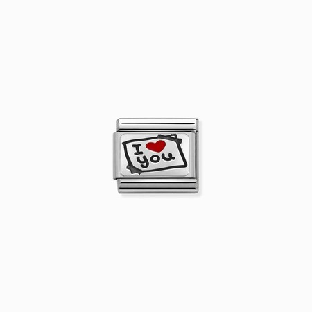 Nomination Silver I Love You Post-It with Red Heart Composable Charm