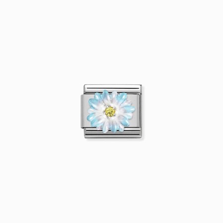 Nomination Silver Light Blue Flower with Yellow CZ Composable Charm