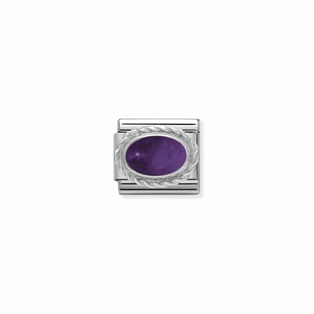 Nomination Silver Oval Amethyst Stone Composable Charm