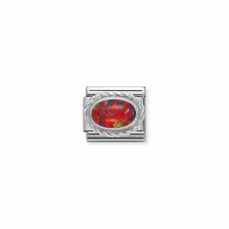 Nomination Silver Oval Red Opal Stone Composable Charm