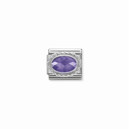 Nomination Silver Oval Violet CZ Stone Composable Charm