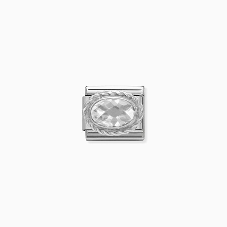 Nomination Silver Oval White CZ Stone Composable Charm