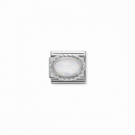 Nomination Silver Oval White Opal Stone Composable Charm