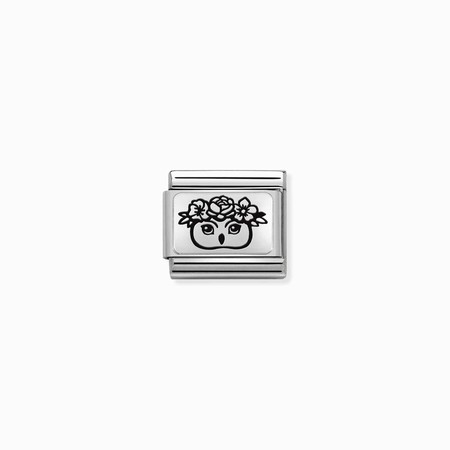 Nomination Silver Owl with Flowers Composable Charm