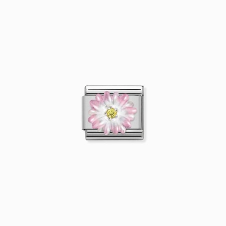 Nomination Silver Pink Flower with Yellow CZ Composable Charm