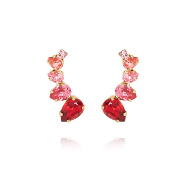 Caroline Svedbom Gold Julie Earrings - Scarlet Combo