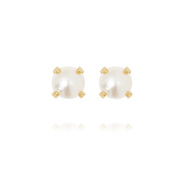 Caroline Svedbom Gold Mini Stud Earrings - Pearl