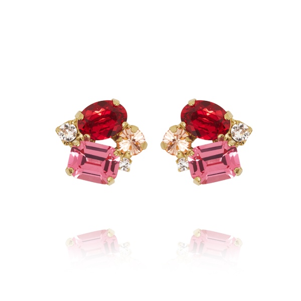 Caroline Svedbom Gold Petite Carolina Earrings - Scarlet Combo