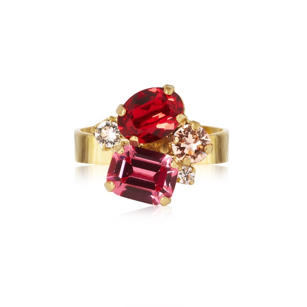 Caroline Svedbom Gold Petite Carolina Ring - Scarlet Combo